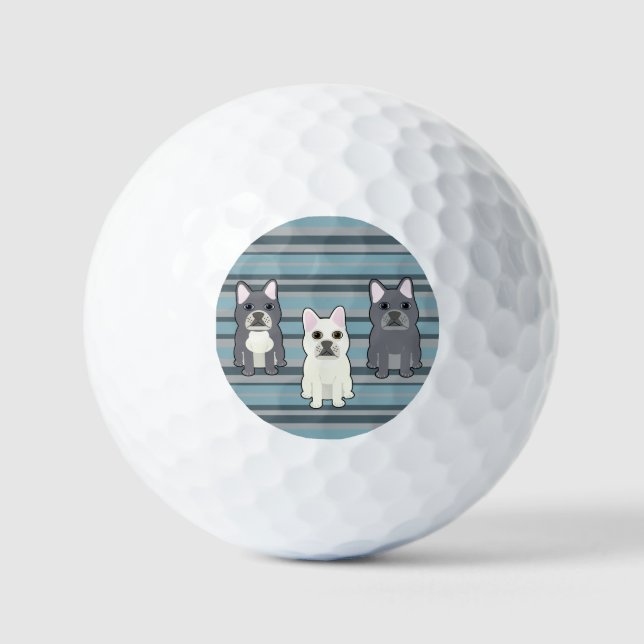 Cute French Bulldog Blue Striped Golfball (Vorderseite)