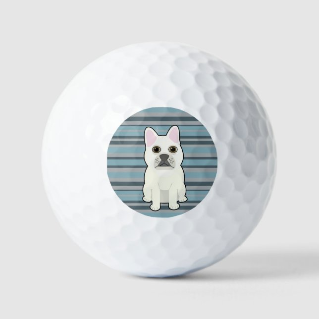 Cute French Bulldog Blue Striped Golfball (Vorderseite)