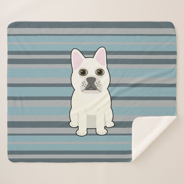 Cute French Bulldog Blue Striped Sherpadecke (Vorderseite (Horizontal))