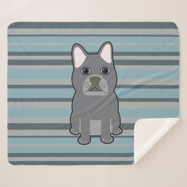 Cute French Bulldog Blue Striped Sherpadecke (Vorderseite (Horizontal))