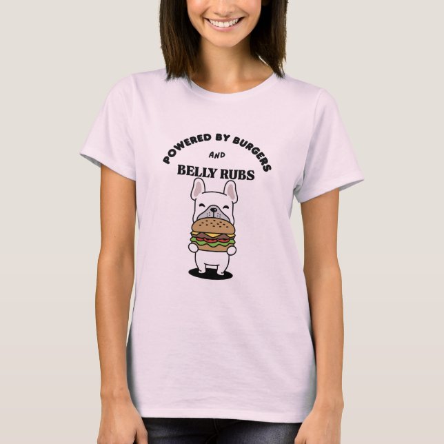 Cute French Bulldog Burger Lover Design T-Shirt (Vorderseite)