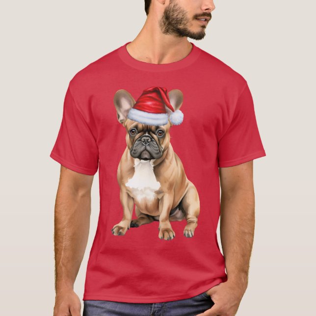 Cute French Bulldog Funny Christmas T-Shirt (Vorderseite)