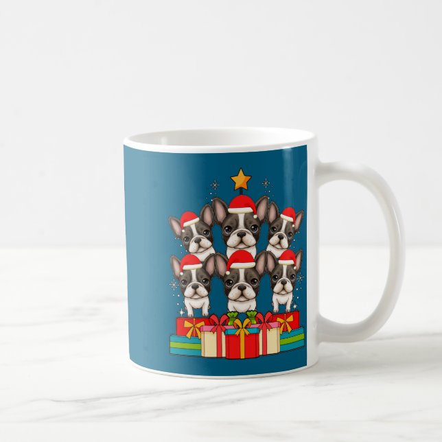 Cute French Bulldog Le Frenchie Christmas Tree Xma Kaffeetasse (Rechts)
