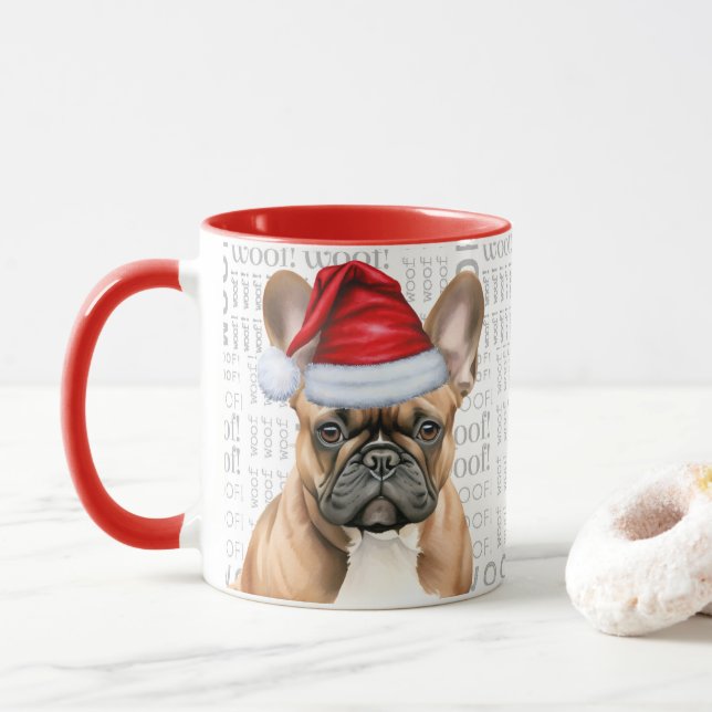 Cute French Bulldog Lover Christmas Holiday Tasse (Mit Donut)