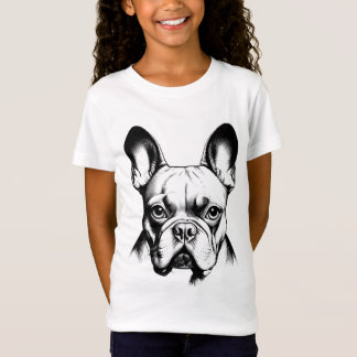Cute French Bulldog Pencil Sketch Girls T-Shirt