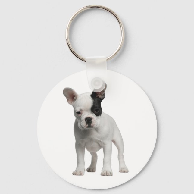Cute French Bulldog Puppy Dog Keychain Schlüsselanhänger (Vorderseite)