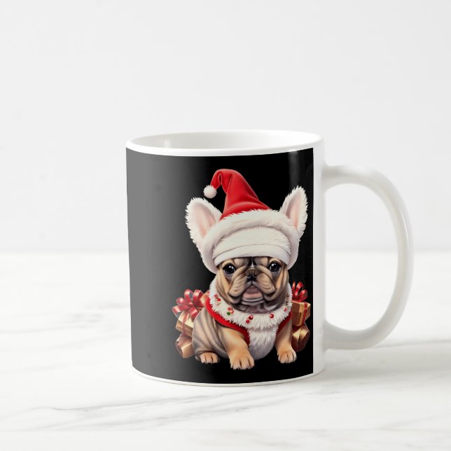 Cute French Bulldog Santa Hat Merry Christmas T Sh Kaffeetasse (Rechts)