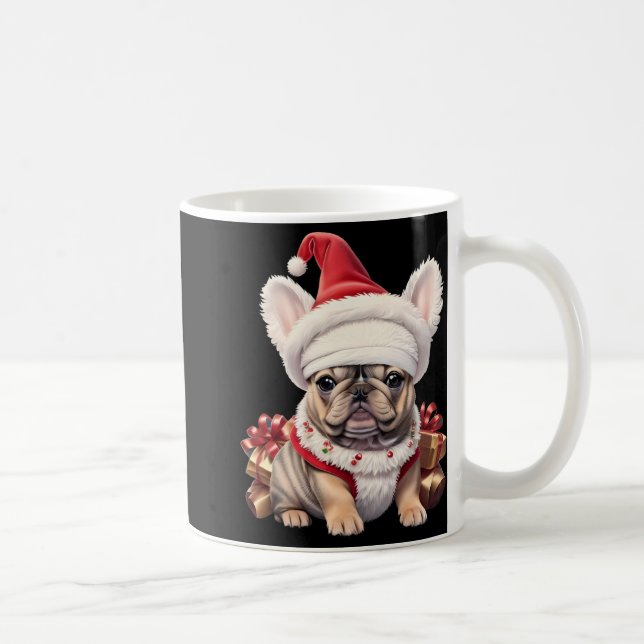 Cute French Bulldog Santa Hat Merry Christmas T Sh Kaffeetasse (Rechts)