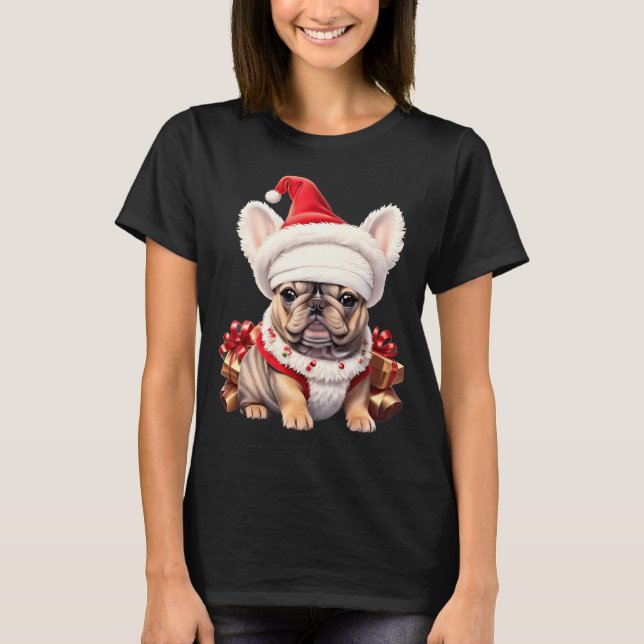 Cute French Bulldog Santa Hat Merry Christmas T Sh T-Shirt (Vorderseite)