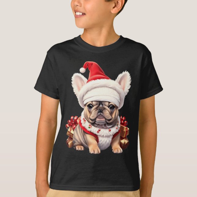 Cute French Bulldog Santa Hat Merry Christmas T Sh T-Shirt (Vorderseite)
