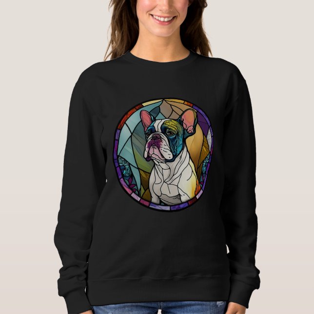 Cute Frenchie Stained Glass Window French Bulldog Sweatshirt (Vorderseite)