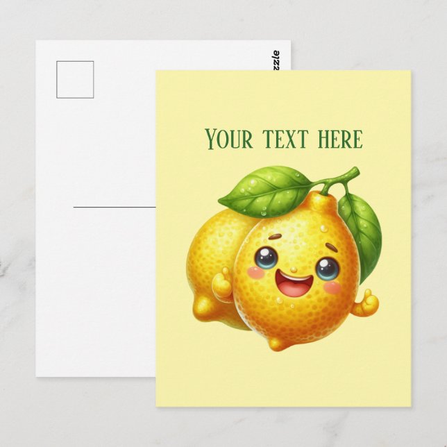 Cute fresh lemon customizable  postkarte (Vorne/Hinten)