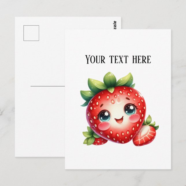 Cute fresh strawberry customizable vendors  postkarte (Vorne/Hinten)