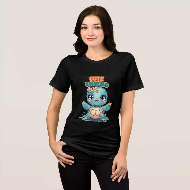 Cute Friend | Sea Turtle Tri-Blend T-Shirt Shirt (Vorderseite voll)