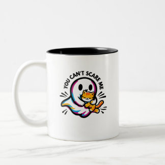 Cute Friendly Ghost and Cat Whimsical HalloweenMug Zweifarbige Tasse