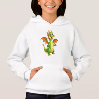 Cute Friendly Green Dragon Cartoon Illustration Hoodie