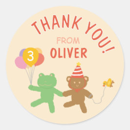Cute Frog and Bear Birthday Party Favor Sticker