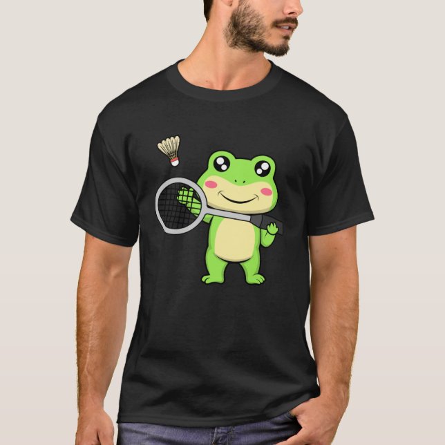 Cute Frog Badminton Hobby Sports Shuttlecock T-Shirt (Vorderseite)