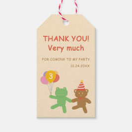 Cute Frog & Bear Birthday Party Vertical Favor Tag Geschenkanhänger