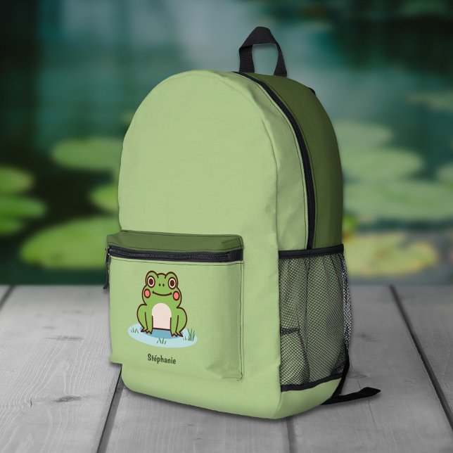 Cute Frog Bedruckter Rucksack (Cute Frog Green Backpack)