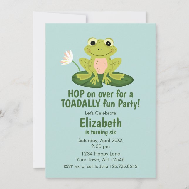 Cute Frog Birthday Invitation Einladung (Vorderseite)