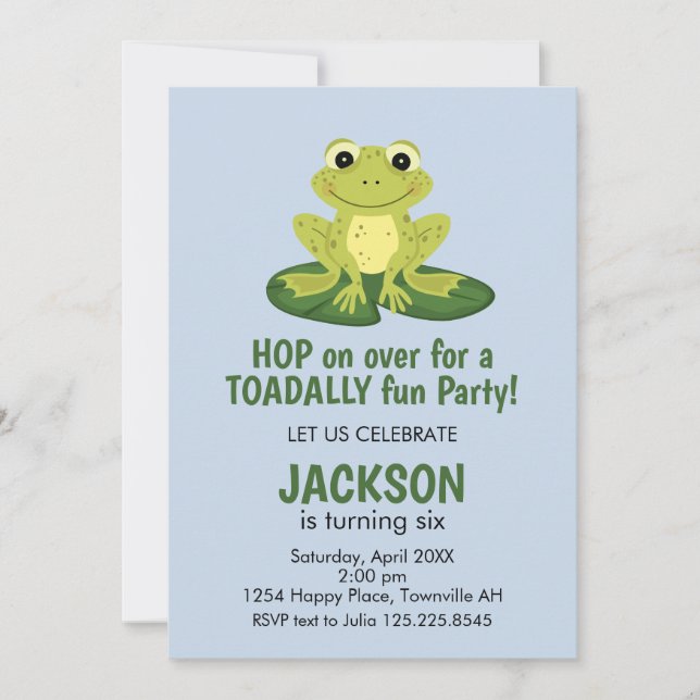 Cute Frog Birthday Invitation Einladung (Vorderseite)