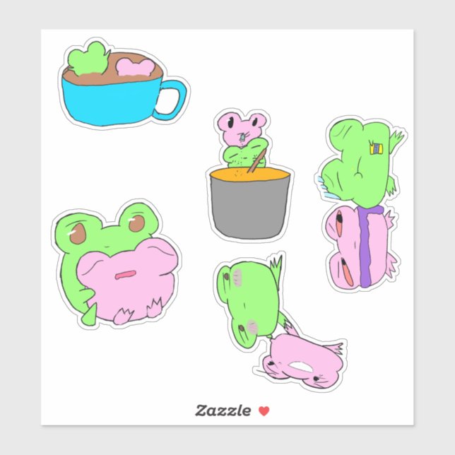 Cute frog couple valentine sticker sheet  (Blatt)
