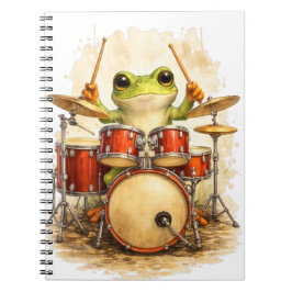 Cute Frog Drummer Spiral Notebook Notizblock