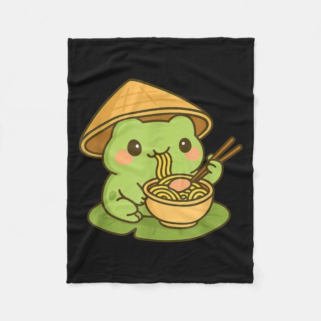 Cute Frog Eating Ramen Anime Japanese Men Women Ki Fleecedecke (Vorderseite)