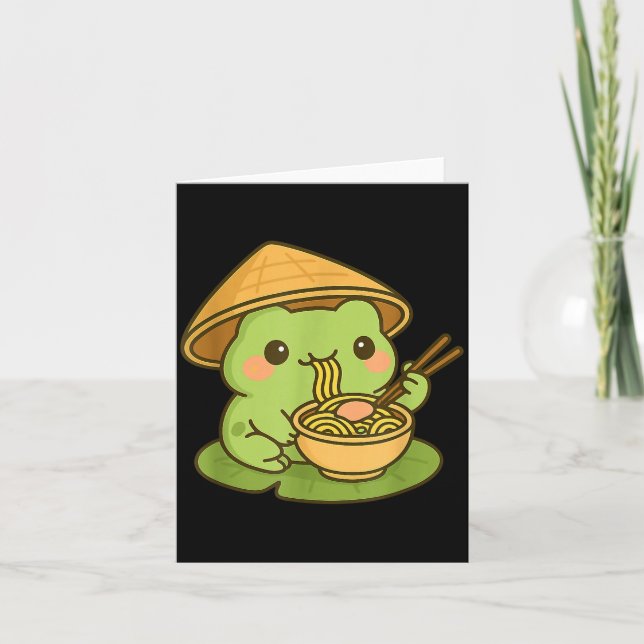 Cute Frog Eating Ramen Anime Japanese Men Women Ki Karte (Vorderseite)