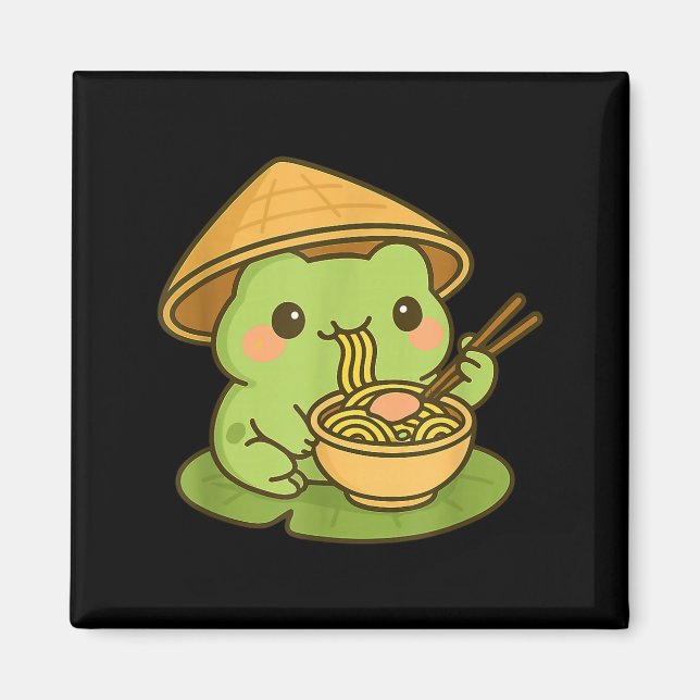 Cute Frog Eating Ramen Anime Japanese Men Women Ki Magnet (Vorne)