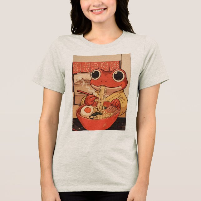 Cute Frog Eating Ramen for just Because” Gifts Tri-Blend Shirt (Vorderseite)