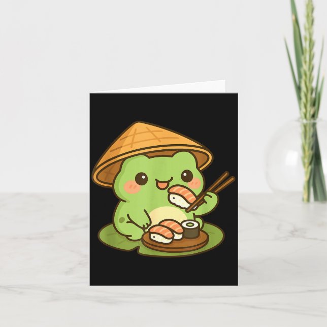 Cute Frog Eating Sushi Anime Japanese Men Women Ki Karte (Vorderseite)