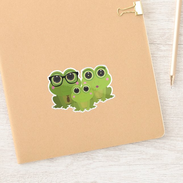 Cute Frog Family Aufkleber (Notizbuch)