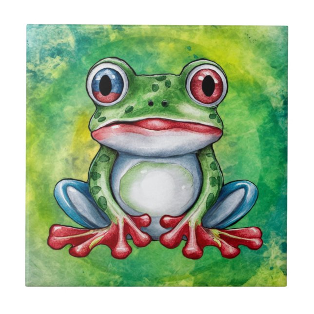Cute Frog Fliese (Vorderseite)