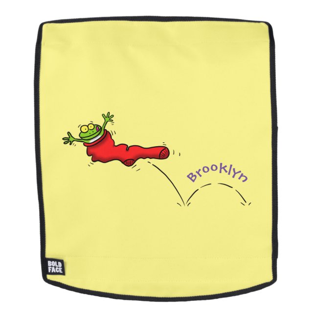 Cute frog in a red sock jumping cartoon rucksack (Abnehmbare Front)