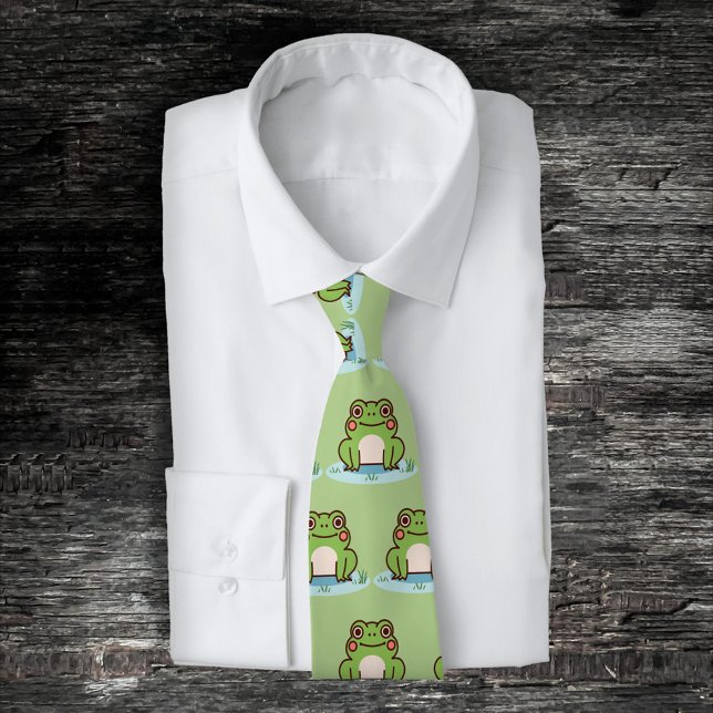 Cute Frog Krawatte (Cute Frog Green Neck Tie)