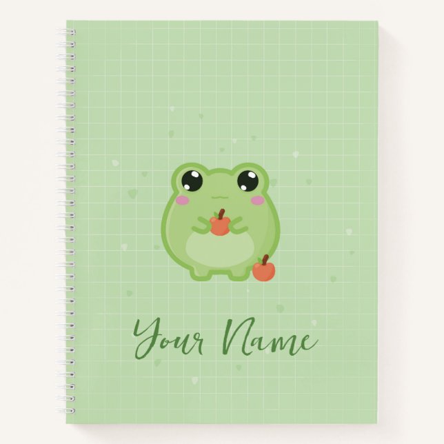 Cute frog Personalised notebook, green journal Notizbuch (Vorderseite)