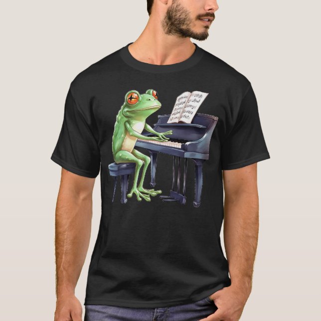 Cute Frog Playing Piano Musician Music T-Shirt (Vorderseite)