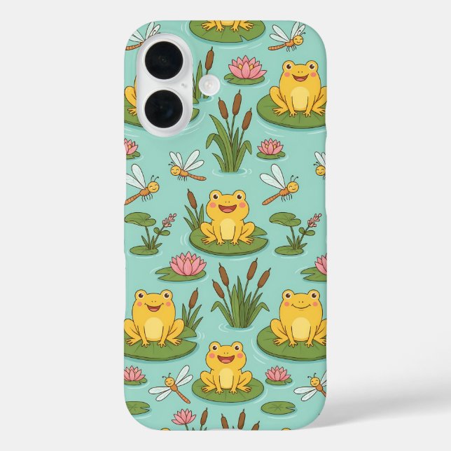 Cute Frog Pond Pattern Case-Mate iPhone Hülle (Rückseite)