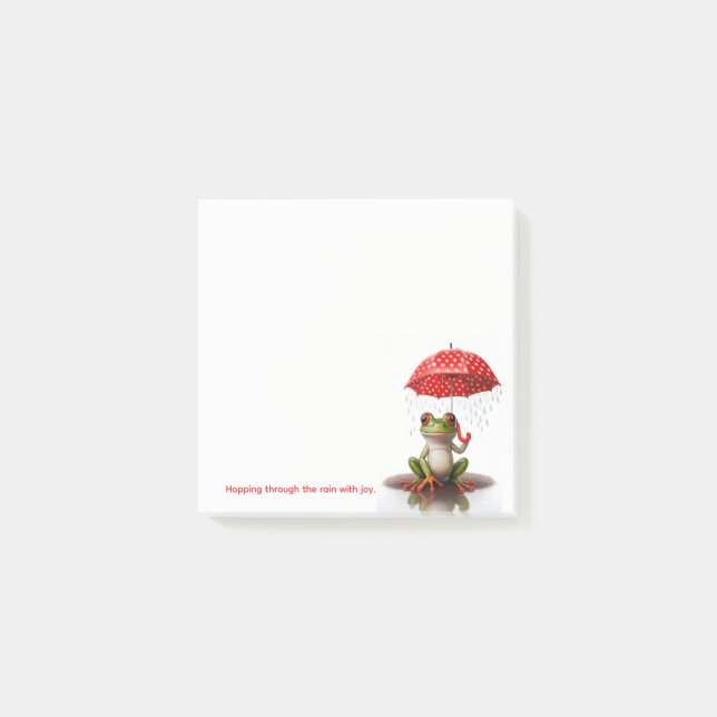 Cute Frog Post-It Notes – Rainy Day Joy Klebezettel (Vorderseite)