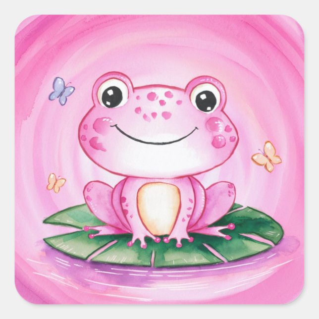 Cute Frog Quadratischer Aufkleber (Vorderseite)