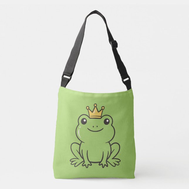 Cute frog  Queen funny green  Phone Case Tragetaschen Mit Langen Trägern (Vorderseite)