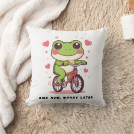 Cute Frog Riding Bicycle | Funny Frog Lover Gift Kissen
