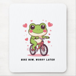 Cute Frog Riding Bicycle | Funny Frog Lover Gift Mousepad