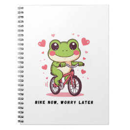 Cute Frog Riding Bicycle | Funny Frog Lover Gift Notizblock