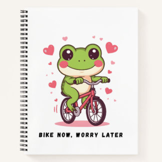 Cute Frog Riding Bicycle | Funny Frog Lover Gift Notizbuch