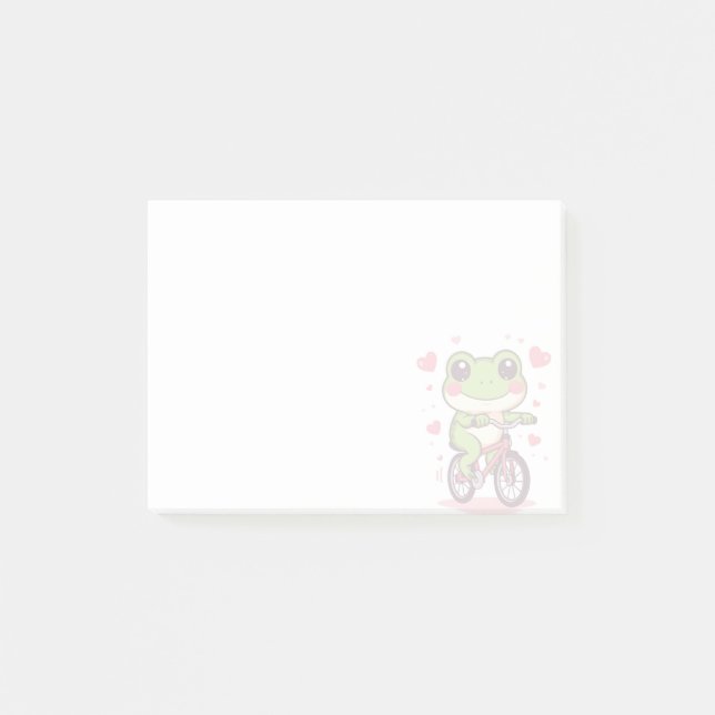 Cute Frog Riding Bicycle | Funny Frog Lover Gift Post-it Klebezettel (Vorderseite)