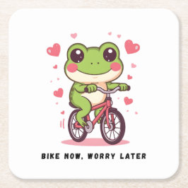 Cute Frog Riding Bicycle | Funny Frog Lover Gift Rechteckiger Pappuntersetzer