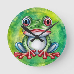 Cute Frog Runde Wanduhr
